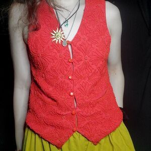 Vintage Red Beaded Vest